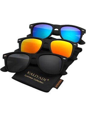 Polarized Sunglasses Matte Finish Color Mirror Lens UV Blocking (3 Pack)